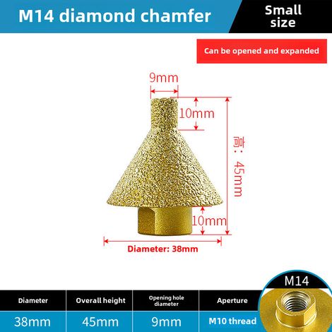 Outil de chanfreinage de trous diamanté, tête de meulage conique neuve, pour carrelage en céramique, pierre de quartz Dali, foret de meuleuse d'angle ([M14] Φ38mm chanfreineur de trous) (1/5)