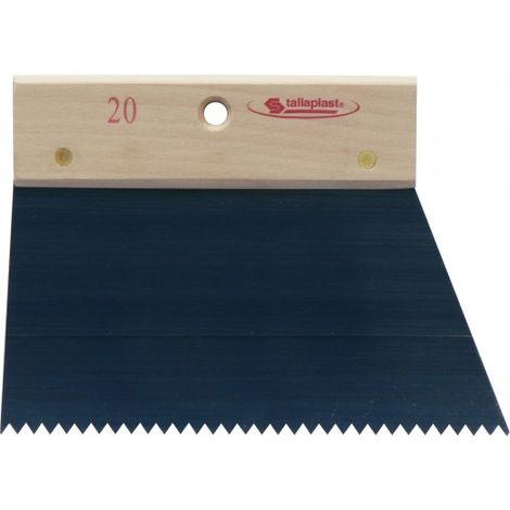 Taliaplast – Peigne à colle 20cm dents isocèles 5mm – Lame en acier – Manche en bois pour application uniforme de colle – Outil professionnel