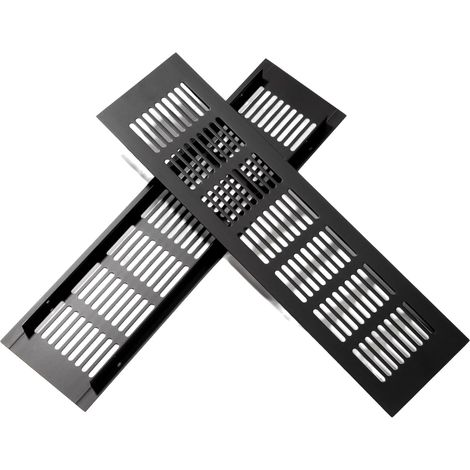 1 Grille de ventilation, aluminium, 63 trous ovales, protection corrosion, pour armoires et chambres, noir, 30 x 8 cm (1/5)
