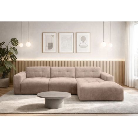 AX LIVING Couch in L Form Corlu Ecksofa Braun für Wohnzimmer 310 cm R