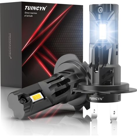H7 LED Car and Motorcycle Bulb, 80W 16000LM 6000K White 600% Brightness 12V 1:1 Mini LED H7 Anti Error Headlight, Replacement for Halogen and Xenon Lamps, Pack of 2 (1/5)