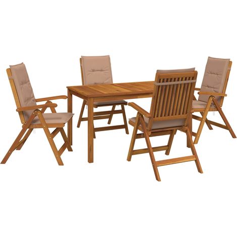 Juego de comedor de jardín de 5 piezas Natural vidaXL (1/5)