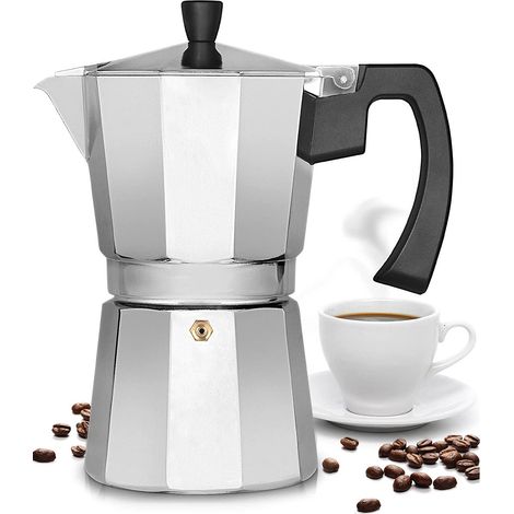Moka Pot - 150 ml - 3 Tasses - Pour Cuisinière Classique - En Aluminium - Sans BPA - Pour Maison et Bureau (1/5)