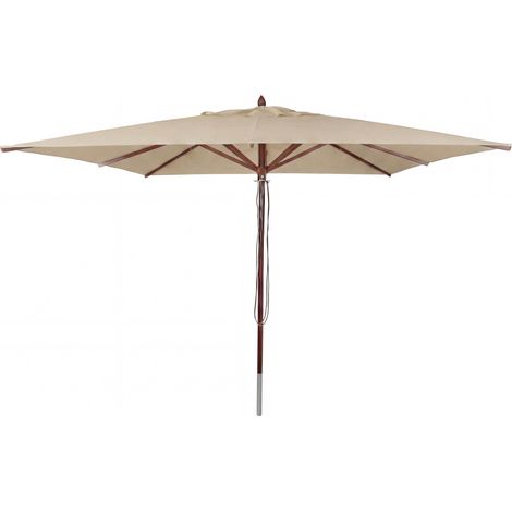 Ombrellone da giardino grande HHG-493b, hotel ristorante, poliestere/legno 17 kg, quadrato 3x3m, UV UPF 50+, avorio