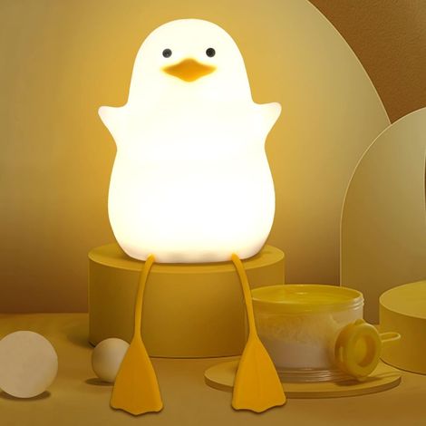 Veilleuse canard, adorable lampe de chevet en silicone mouette pour enfants, contrôle tactile, intensité variable portable et rechargeable, cadeau d'anniversaire de Noël pour garçons et filles