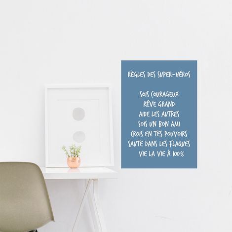 Sticker Citation Super Héro Enfant, Autocollant Décoration Murale 48x68cm - Pour Une Ambiance Unique et Joyeuse dans la Chambre des Petits (1/2)