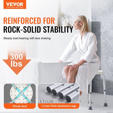 Siège de Douche Antidérapant Charge 136,1 kg Tabouret de Douche Hauteur Réglable 355-480 mm Chaise de Douche en Alu et PE Aide à la… (1/5)
