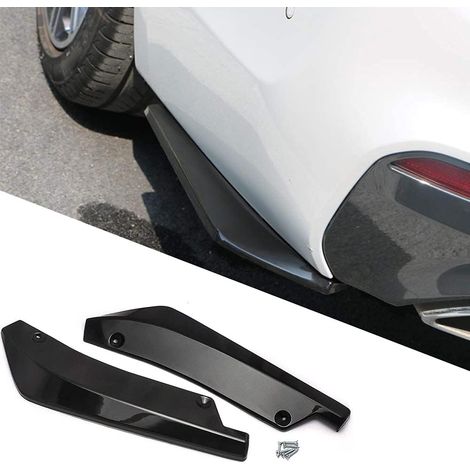 Diffuseur de lèvre de Pare-Chocs arrière de Voiture, Protecteur Universel de Canard de séparateur de Jupe d'aile latérale Automatique, Aileron d'angle Enveloppant avec 6 boulons (Noir) (1/5)