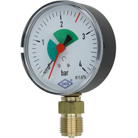 Manomètre chauffage 1/2’’ radial 80 mm