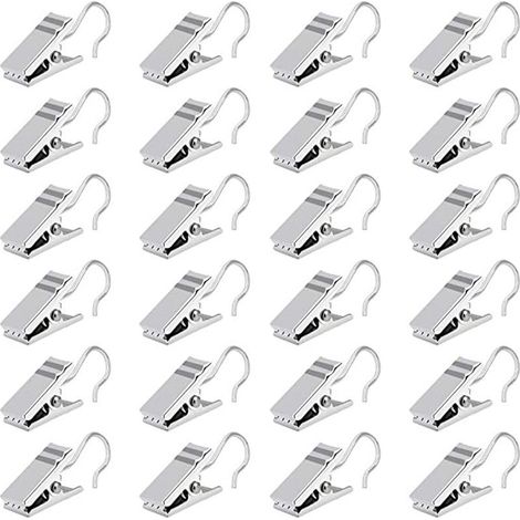 EASYCOMFORT 100 PCS Crochets à Pince pour Rideaux en Métal Argenté 3.3 CM Anneaux Pinces en Acier Inoxydable pour Rideau de Douche Photo Carte (1/5)