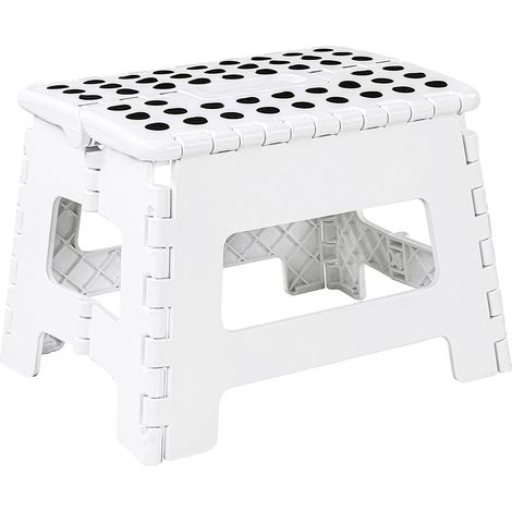Marchepied pliant pour la maison – (1 paquet) Repose-pieds de 22,9 cm de haut – Peut contenir jusqu'à 136 kg – Marchepied pliable en plastique léger pour enfants, cuisine, salle de bain et salon (blan (1/5)