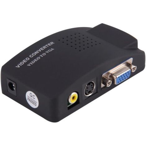 QORVA-Convertisseur Adaptateur Vidéo AV, RCA, S-Vidéo vers VGA pour Moniteurs Et Projecteurs (1/4)