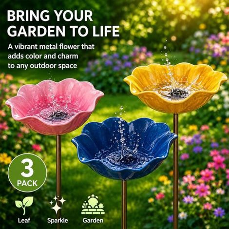 Bain D Oiseaux - Vasque Jardin Sur Pied - Abreuvoir Et Mangeoire Pour Oiseaux Abeilles Papillons - Lot De 3 (1/5)