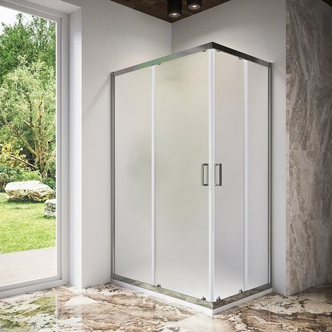 Box doccia 80x120 cm angolare scorrevole profili cromati vetro 6mm stampato h185 Tonga (1/5)