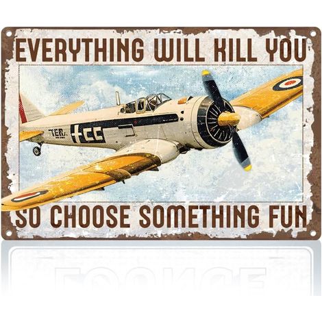 Plaque en métal Avion Décoration murale Passionné d'aviation Fan militaire Cadeau pour homme Affiche vintage pour maison Chambre Man (1/5)