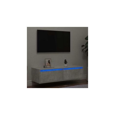 Meuble TV avec lumières LED gris béton 100X35,5x25 (1/5)