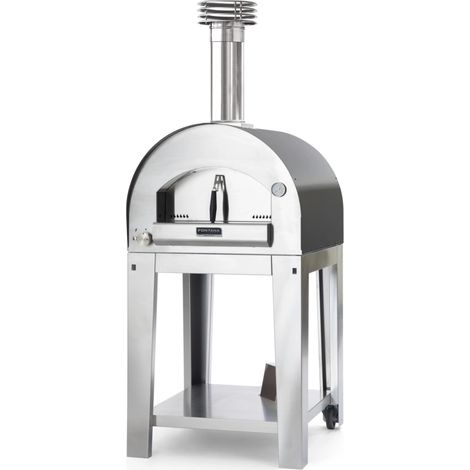 forno pizza a gas con carrello fontana "margherita" colore antracite 2 pizze