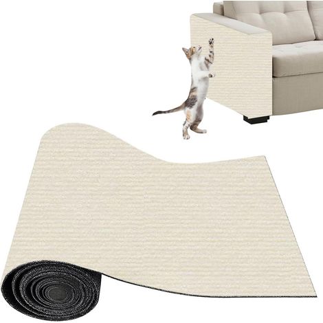 Tapis Griffoir Adhésif pour Chat, Griffoir Chat et Protection Canapé Anti-Griffe, Tapis Protecteur de Rayure DIY(Blanc cassé,30 x 100 cm)