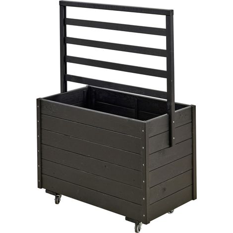 Plus Pflanzkasten mit Spalier und Räder RAL 9005 Schwarz (1/2)