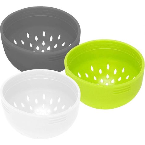 Lot de 3 passoires en silicone couleurs différentes mini compactes accessoires cuisine (1/5)