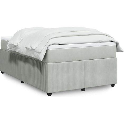 Boxspringbett mit Matratze Hellgrau 120x190 cm Samt