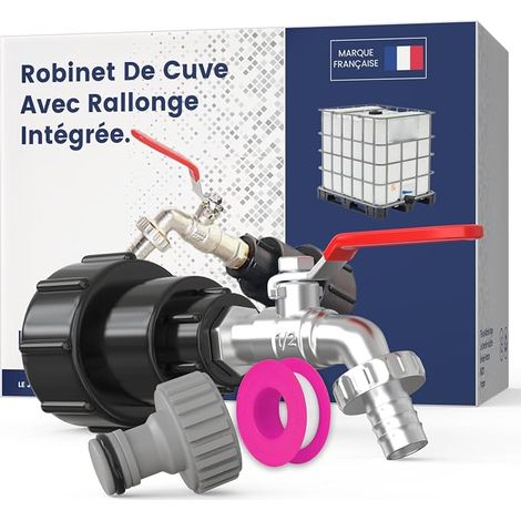 "Robinet Cuve 1000L 1/2 S60X6 IBC- Extension Intégrée,raccord cuve 1000 litres,conçu et spécialement adapté à l'utilisation des cuve ibc en France,bouchon cuve 1000l,raccord cuve 1000 litres, (1/5)