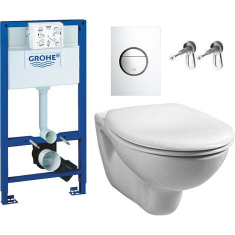 Grohe Rapid 1m Dual Flush Cistern Frame 38765 Nova Plate & Wal Hung Toilet Pan (1/4)