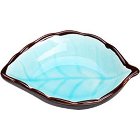 Assiette À Salade En Porcelaine - Forme De Feuille Bleu Lac - Pour Maison Et Restaurant - 1 Pièce (1/5)
