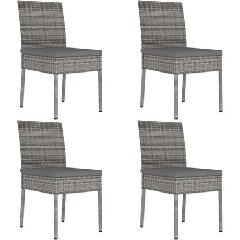 Chaises de salle à manger de jardin 4 pcs Résine tressée Gris (1/5)