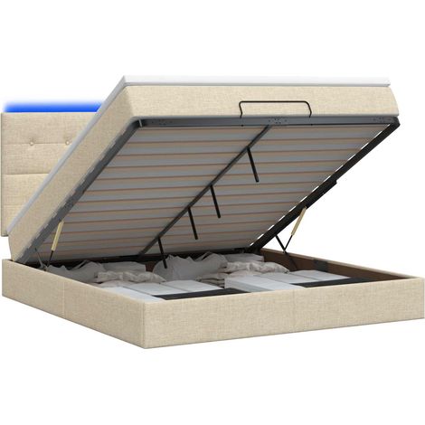 Maison Exclusive - Lit coffre avec matelas et LED Crème 140 x 200 cm Tissu (1/5)
