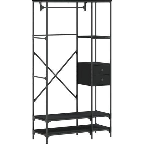 vidaXL Appendiabiti con Scaffali Nero in Legno Multistrato (1/5)