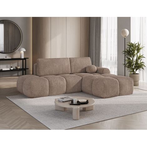 Ecksofa mit Schlaffunktion Sofa PLAY Stoff Tilia Hellbraun Ottomane Rechts (1/5)