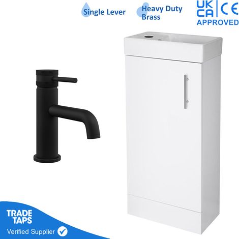 400mm Freestanding Bathroom Vanity Unit with Basin & Black Tap (1/5)