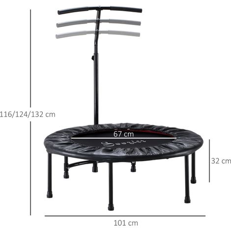 40" Fitness Trampoline with Adjustable Handle, Rebounder Trampoline, Mini Jumper for Indoor Exercise Workout, Black