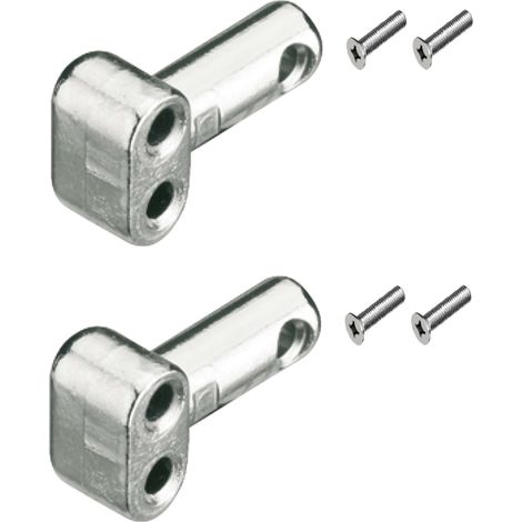 2x Attache façade adaptateur pour abattants à câble avec cadre aluminium étroit pose en applique gauche ou droite avec vis finition nickelée Ferrure Meuble Caisson Ouverture Porte Fixation