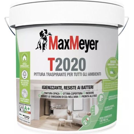 MaxMeyer Pittura Igienizzante T2020 BMB 4L Bianco per Interni Traspirante (1/4)