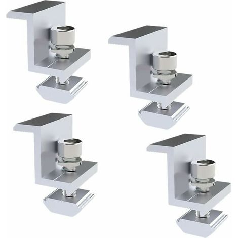 4 pièces Pince de fixation pour module solaire, aluminium anodisé, hauteur 30 mm, pour rails solaires, toit plat ou incliné (1/5)