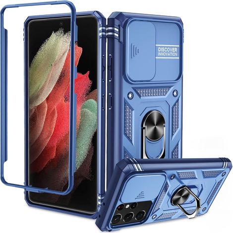 CUSTODIA BUMPER PER SAMSUNG GALAXY S21 ULTRA BLU NAVY CON SUPPORTO SM-G998 (1/5)