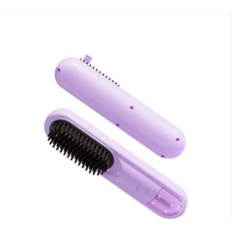 Brosse Lissante Ionique Sans Fil - Lissage & Boucles, Anti-Brûlure, Rechargeable Violet (1/3)