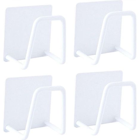 Set of 4 self-adhesive sponge holders for the kitchen, drill-free installation, stainless steel, rustproof and waterproof, white