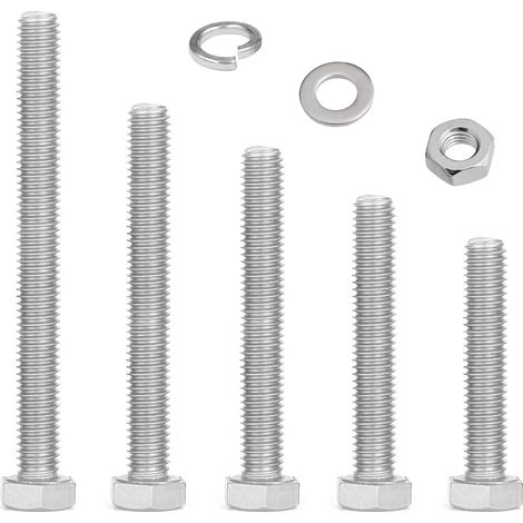 Lot de 40 Boulons,Écrous,Rondelles Acier Inoxydable M10 Assortis Mécanique
