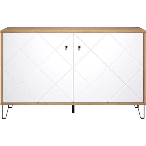 Buffet 2 portes 123x40x76 cm décor chêne et blanc - ARI (1/5)