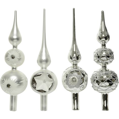 Kaemingk Weihnachtsbaumspitze Glas silber 31 cm Weihnachtsbaumspitze (1/2)