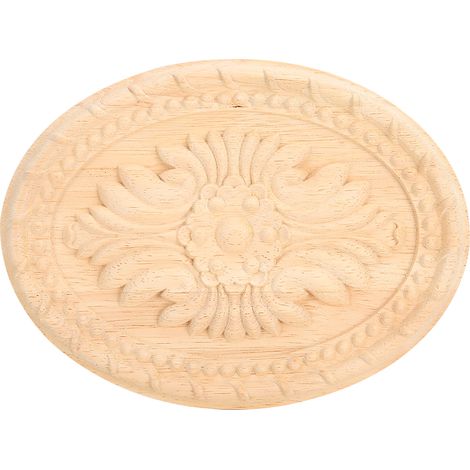 Applique ovale sculptée en bois, décalcomanie de sculpture, décor de meubles de maison non peint (1/5)