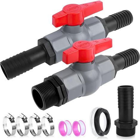 Vanne Piscine Vanne à Bille avec Raccord de Tuyau Robinet à Boisseau Sphérique 1 1/4"(32mm) Vannes PVC D'ArrêT Filetage IntéRieur pour La Construction de Piscines et de Bassins (1/5)