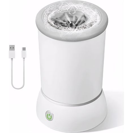 1 Nettoyeur de pattes, 2 vitesses, rotation bidirectionnelle, brosse silicone, bouchon anti-éclaboussures, USB, chiens chats (1/5)