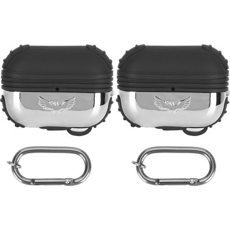 2 coques de protection en silicone pour écouteurs avec porte-clés rond en métal, pour casque IOS (1/5)