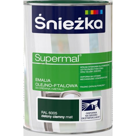Śnieżka Supermal Öl-Phthalsäure-Emaille Holz Metall Dunkelgrün Matt 0,8L