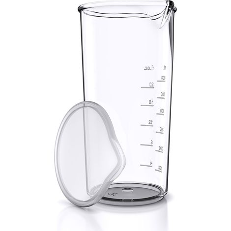 Arendo Messbecher 600ml ideal für elektrische Handmixer und Handrührer, Skalierung für Milliliter und Unzen, Transparent (1/5)