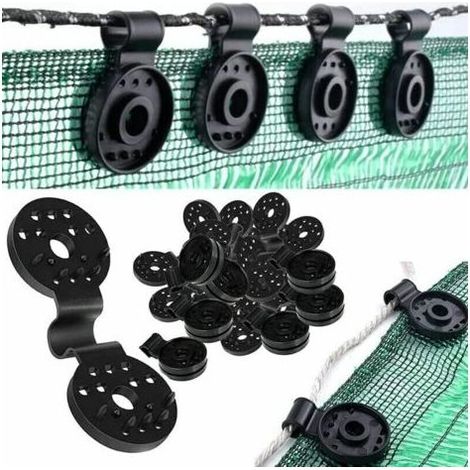 Lot de 100 clips pour toiles d'ombrage, clips de fixation pour bâches, clip spécial avec œillet en plastique, clips de fixation traités UV pour brise-vue, pour toile de clôture, filet d'ombrage (1/3)